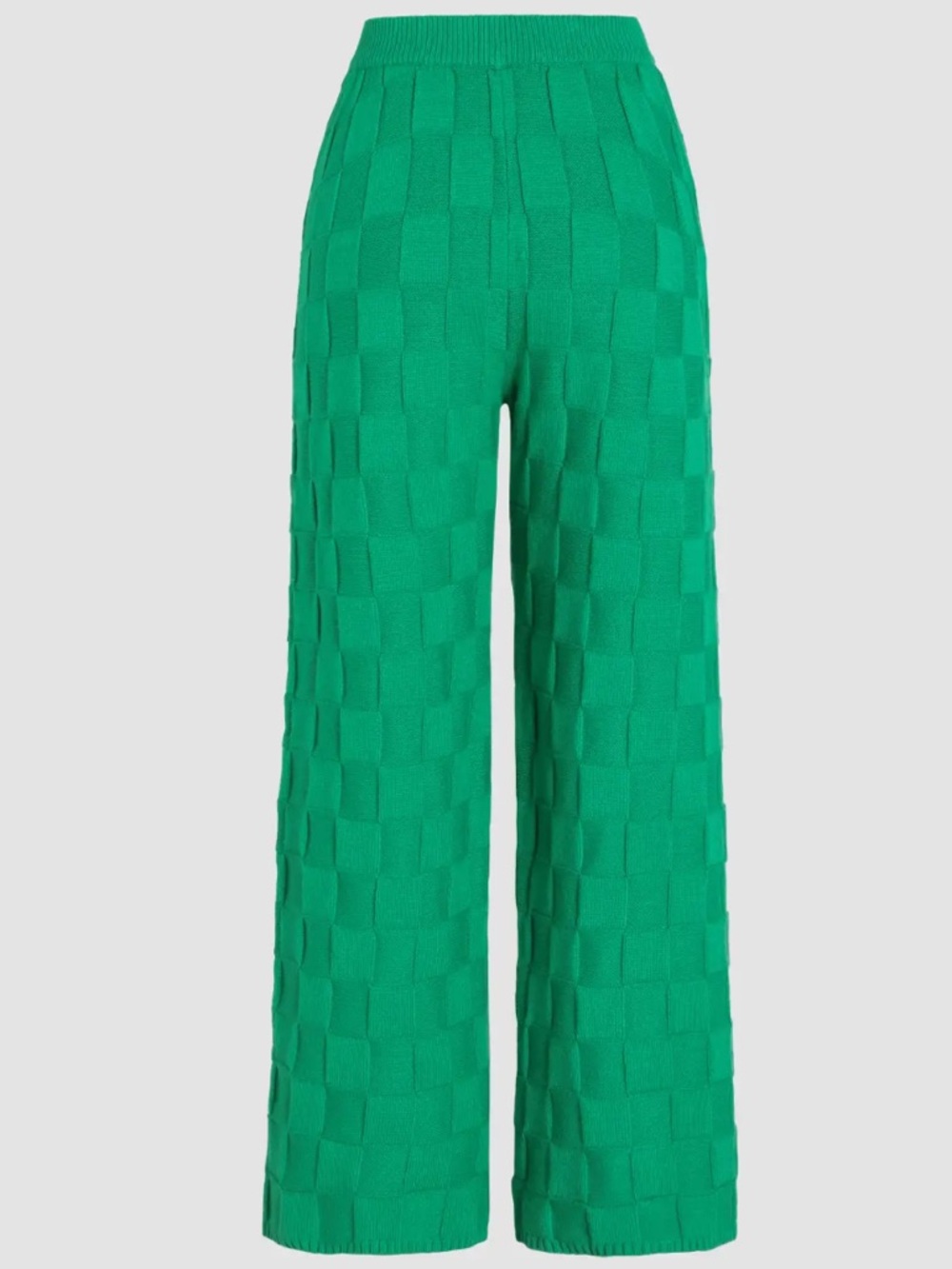 Cider SOLID KNITTED HIGH WAIST STRAIGHT LEG TROUSERS in Green - Picture 6 of 8